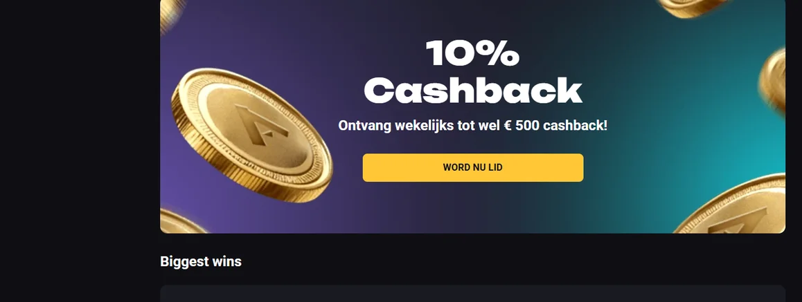Claim cashback bij Amonbet