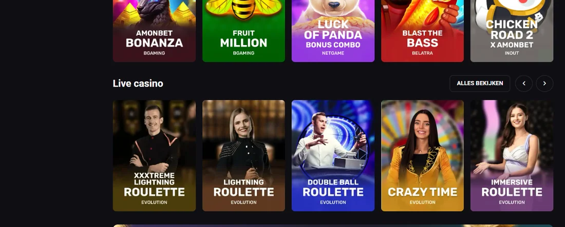 Speel live casinospellen